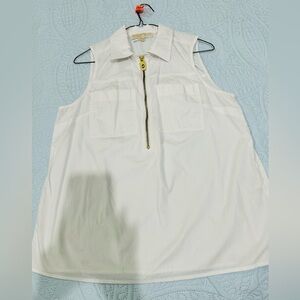 Michael Kors Size M Top Half Zip
Sleeveless Collared White Polo Women's …